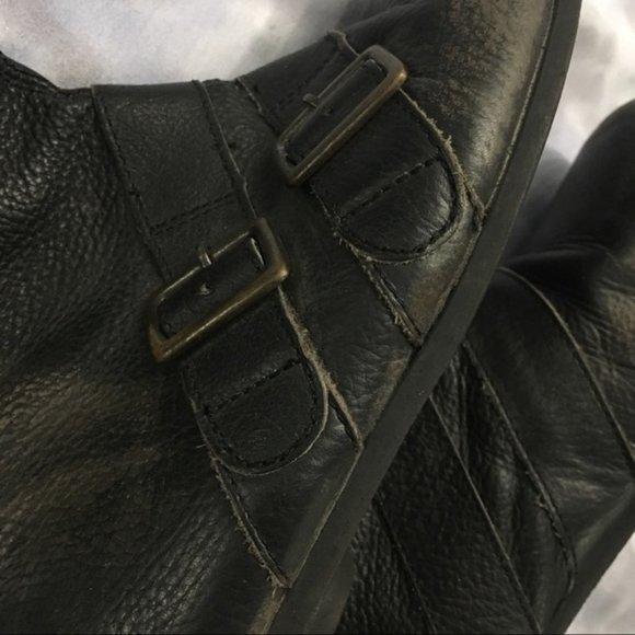 TOP SHOP distressed black leather biker boot sz 38 - Picture 5 of 8